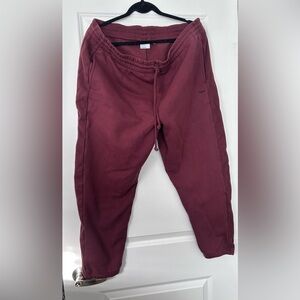 TNA Cozy Fleece Boyfriend Fit Sweatpants- Burgundy